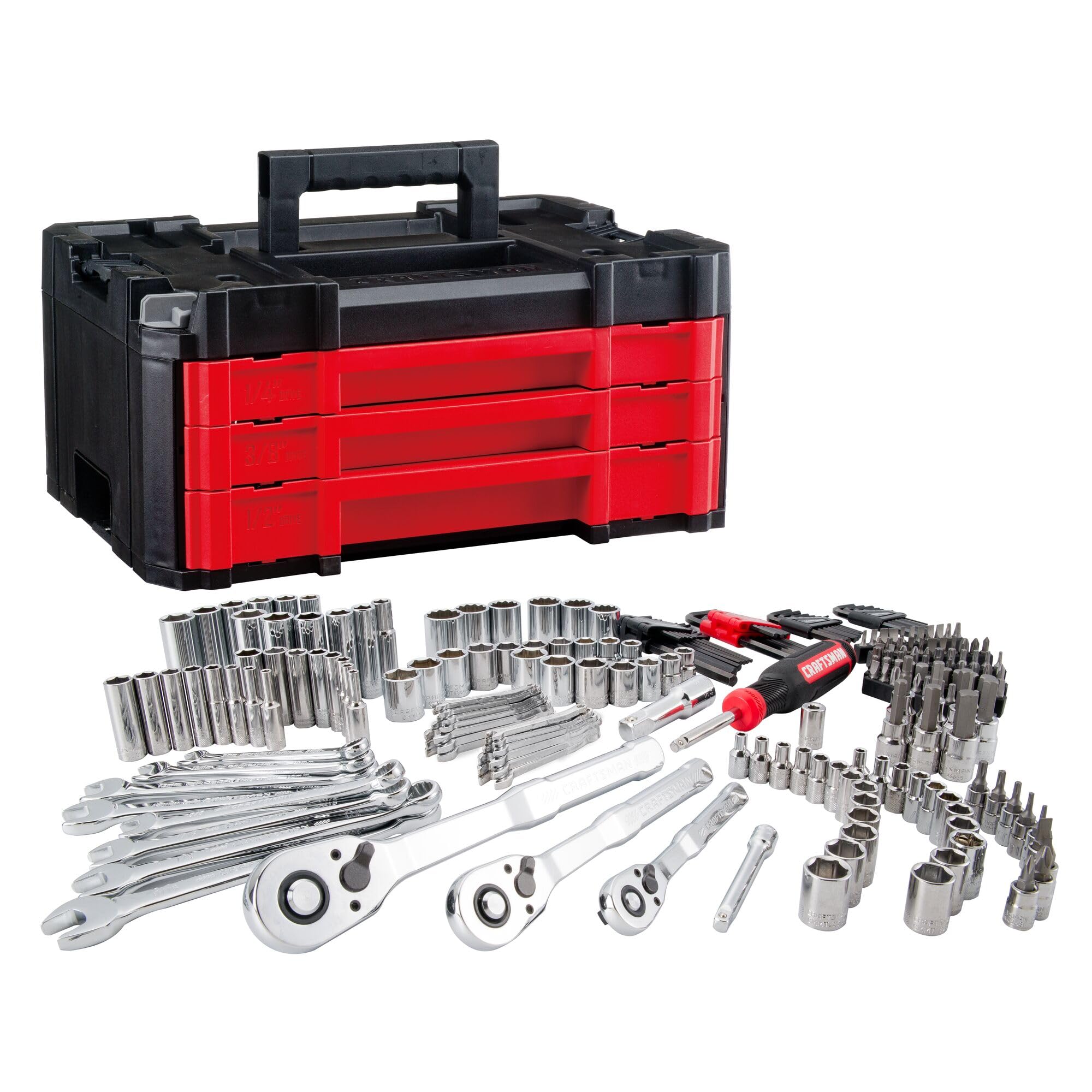 230 Piece CRAFTSMAN VERSASTACK Mechanics Tool Set, 1/4 in, 3/8 in, and 1/2 in