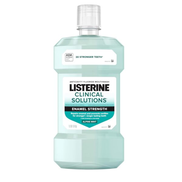 1 Liters Listerine Clinical Solutions Enamel Strength Mint Oral Rinse , Daily Anticavity Fluoride Mouthwash