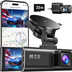 REDTIGER Dash Cam Front Rear, 4K/2.5K Full HD Dash Camera for Cars, Included 32GB Card