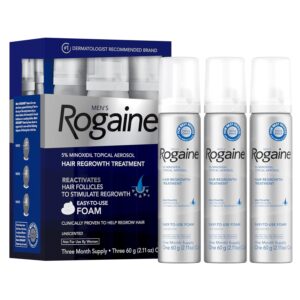 3-Month Supply , Men's Rogaine 5% Minoxidil Foam for Hair Loss and Hair Regrowth