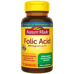 250-Count Nature Made Folic Acid 400 mcg Tablets