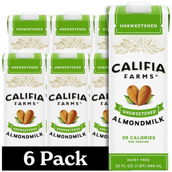 Califia Farms Unsweetened Almond Milk (Pack of 6)