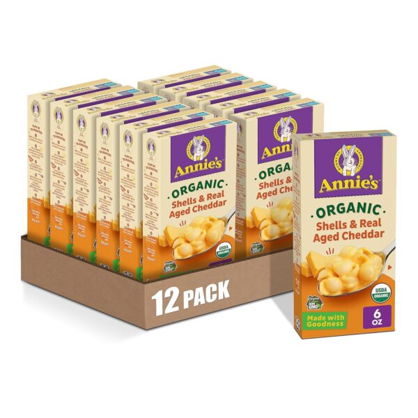 (Pack of 12) Annie’s Shells Real Aged Cheddar Organic Mac and Cheese Dinner with Organic Pasta
