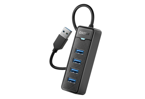 iDsonix 4-Port USB 3.0 Hub 5Gbps Multiport Adapter Portable Travel