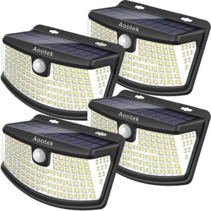 (Back Button 4-Pack) Aootek New Solar Motion Sensor Lights 120 LEDs with Lights Reflector