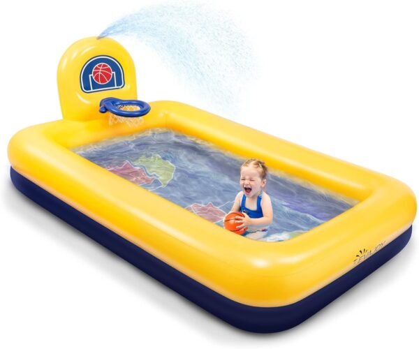 Summer Water Party Inflatable Kiddie Pool for Backyard & Garden 90 * 55 * 35 inch