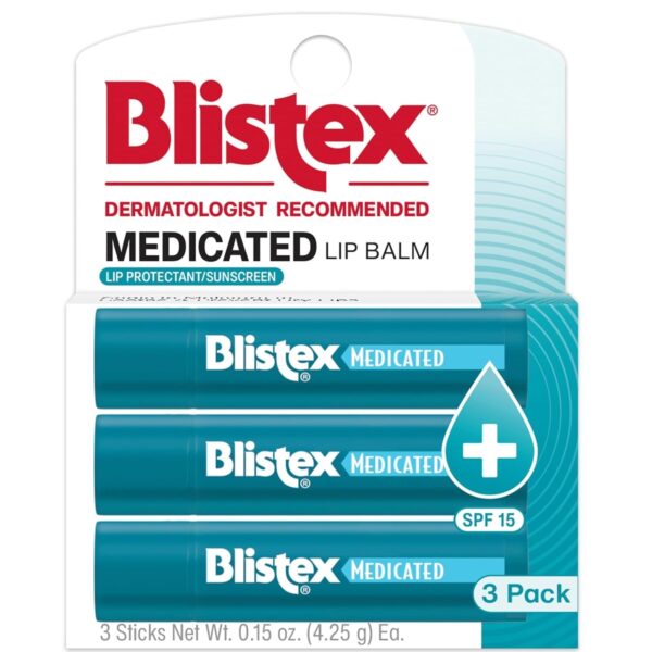 3 count Blistex Medicated Lip Balm w/S&S