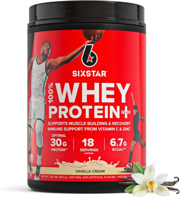 Six Star Whey Protein Powder Plus, Vanilla Cream, 1.8 lbs