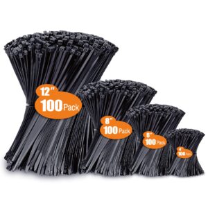 400 Pack, Black Cable Ties