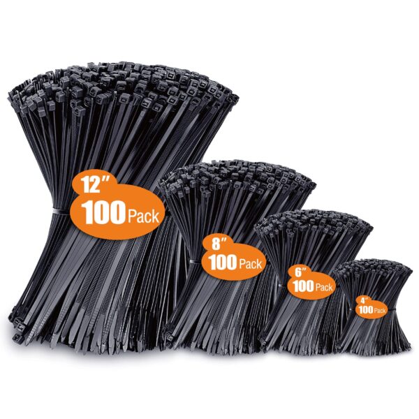 400 Pack, Black Cable Ties