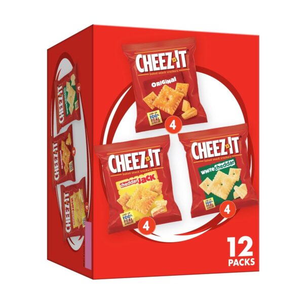 (12 Packs) Cheez-It Cheese Crackers, Baked Snack Crackers, Lunch Snacks, Variety Pack, 12.1oz Box