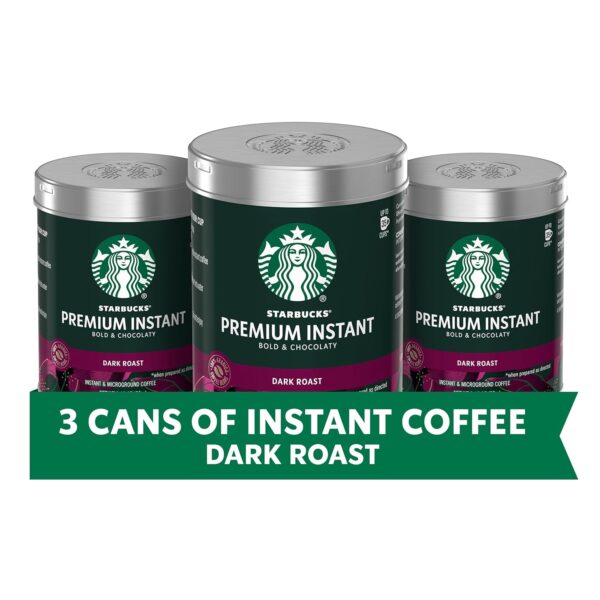 Starbucks Premium Instant Coffee Dark Roast, 100% Arabica Beans, 3 Pack (3.17 Oz Each)