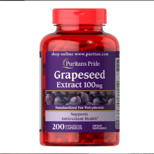 200 Capsules Puritan's Pride Grapeseed Extract 100mg with Citrus Bioflavonoid Complex