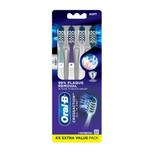 Oral-B CrossAction All In One Toothbrush, Soft, Deep Plaque Removal, 4 count