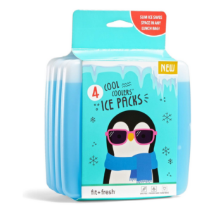 Cool Coolers by Fit & Fresh Slim Ice Packs, Quick Freeze, Space-Saving, Reusable Ice Packs for Lunch Boxes & Coolers