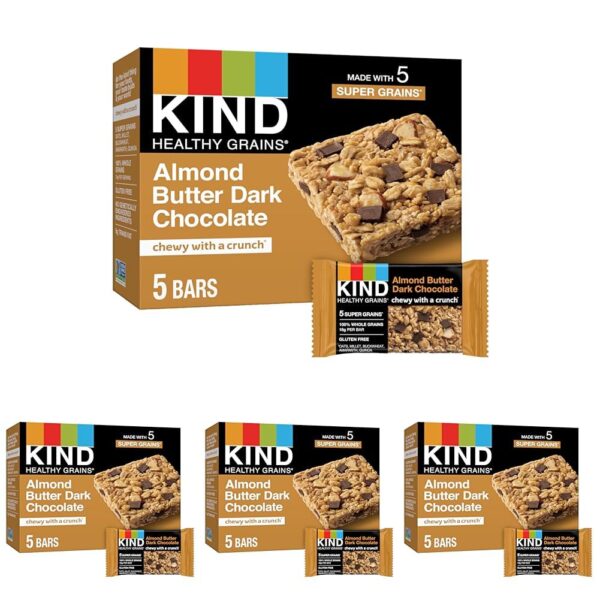 KIND Healthy Grains Almond Butter Dark Chocolate, (Pack of 4)