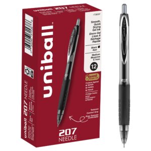 12 Pack Uniball Signo 207 Gel Pens - Medium Point, Black Ink