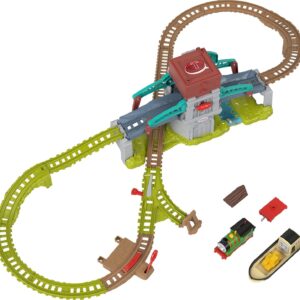 Thomas & Friends Toy Train Set Talking Bulstrode & Which-Way Bridge Track Playset with Sounds & Percy Engine for Kids Ages 3+ Years