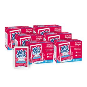 24 ct. (6 pack) Wet Ones Antibacterial Hand Wipes Singles, Fresh Scent Wipes | Individual Wipes