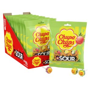 4.2 OZ Bag (10 Suckers per Bag - 80 Total) Chupa Chups Sour Fruit Lollipop Assortment