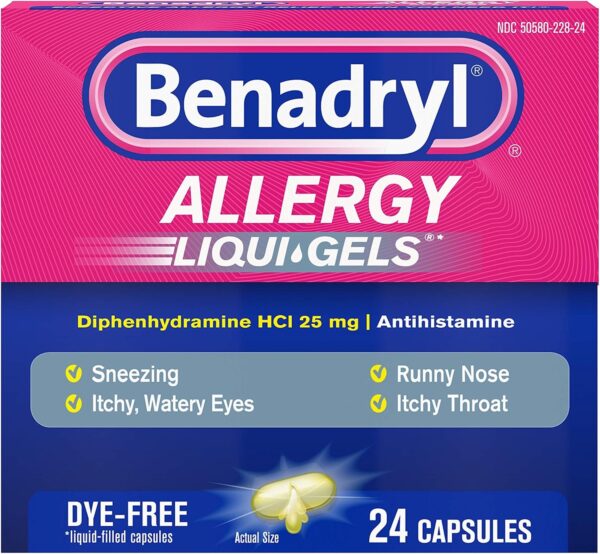 (Pack of 4) Benadryl Liqui-Gels Antihistamine Allergy Medicine & Cold Relief, Dye Free - Image 2