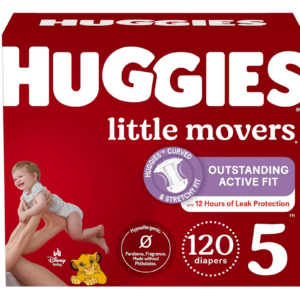 Huggies Size 5 Diapers, Little Movers Baby Diapers, Size 5 (27+ lbs), 120 Count (2 Packs of 60)
