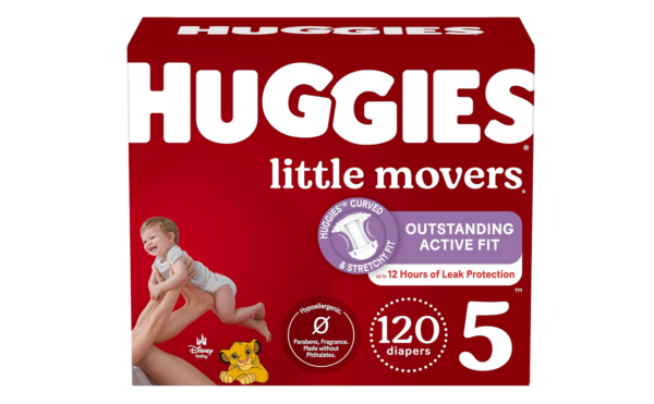Huggies Size 5 Diapers, Little Movers Baby Diapers, Size 5 (27+ lbs), 120 Count (2 Packs of 60)