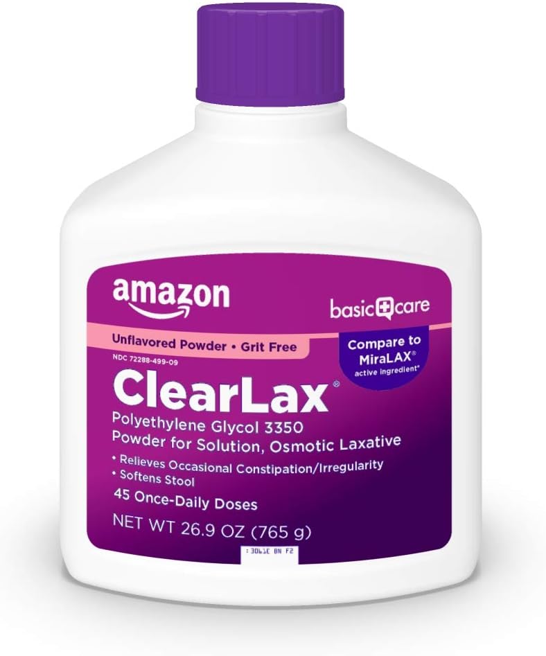 Amazon Basic Care ClearLax Polyethylene Glycol 3350 Powder for Solution