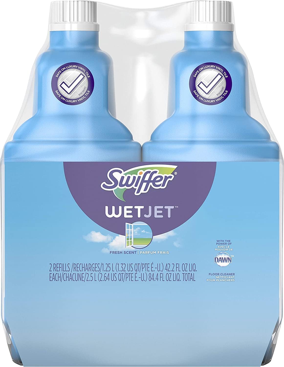 1.25L (Pack of 2) Swiffer WetJet Floor and Hardwood Multi-Surface Cleaner Solution Refills, Open Window Fresh Scent