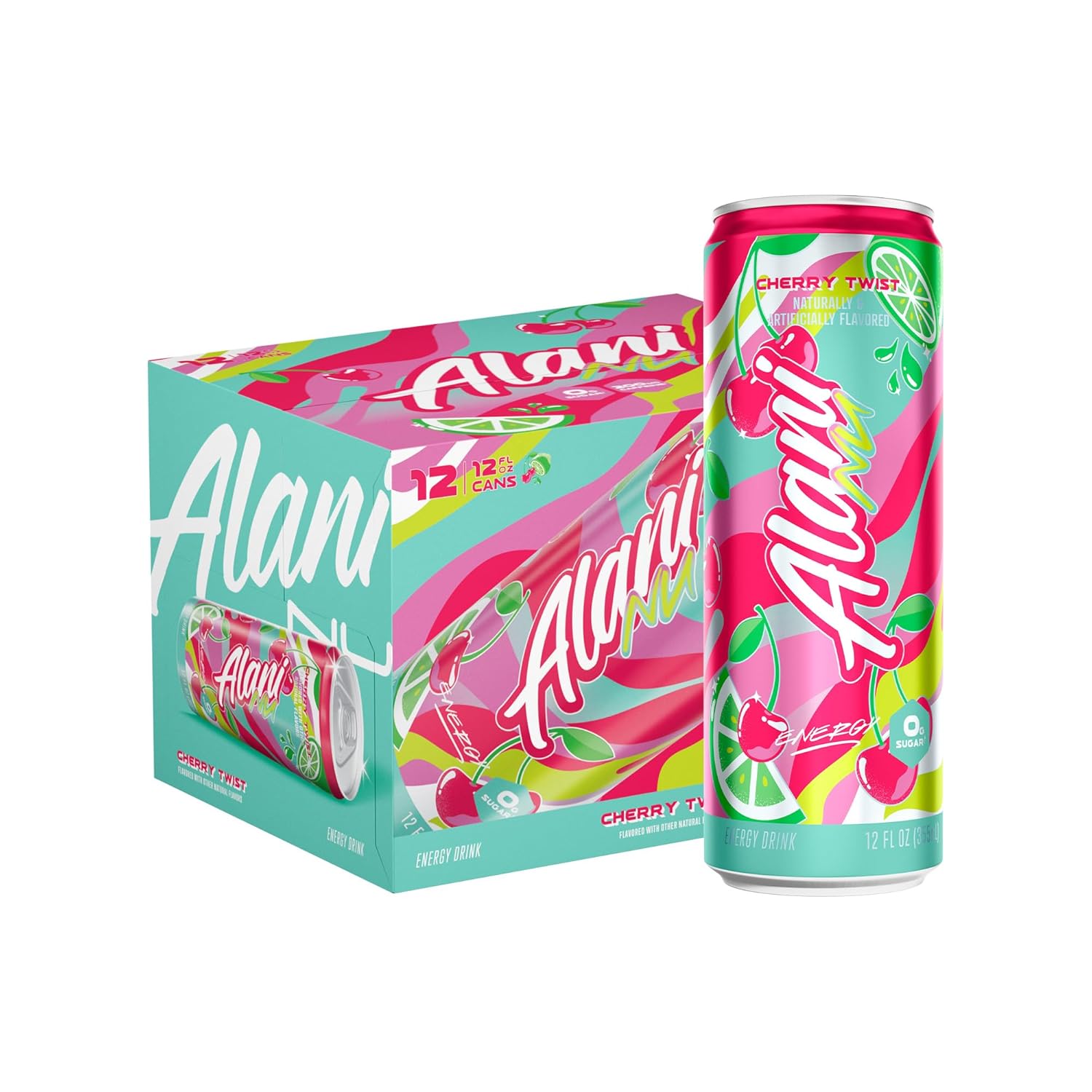 12 Fl Oz Cans, 12 Pack Alani Nu CHERRY TWIST Sugar Free, Low Calorie Energy Drinks