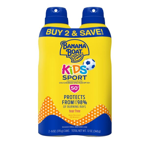 Banana Boat Sport Kids Sunscreen Spray SPF 50, Twin Pack