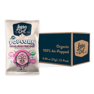 0.46 Oz, Pack of 24 LesserEvil Himalayan Pink Salt Organic Popcorn