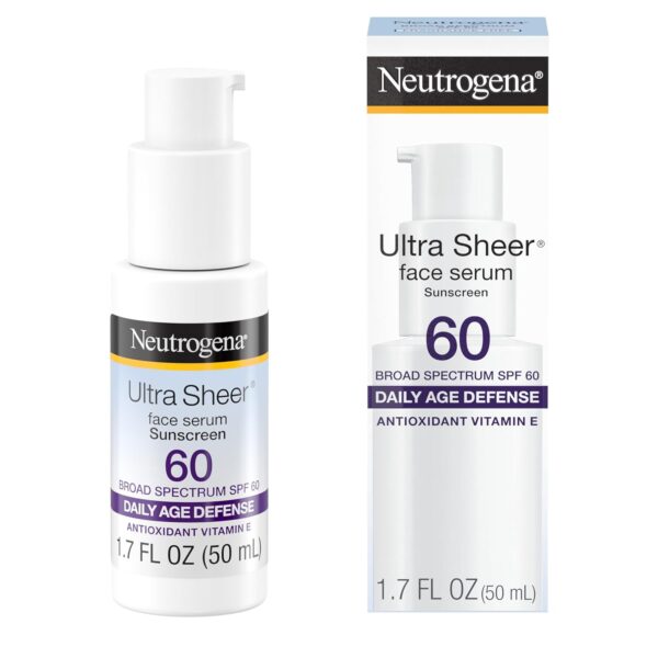 Neutrogena Ultra Sheer Moisturizing Face Serum with Vitamin E & SPF 60, All Day Facial Sunscreen