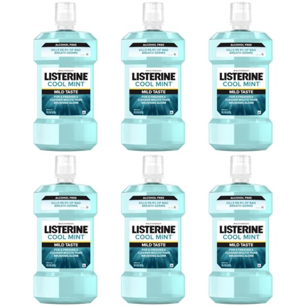500 mL (6 Pack) Listerine Cool Mint Alcohol Free Mouthwash
