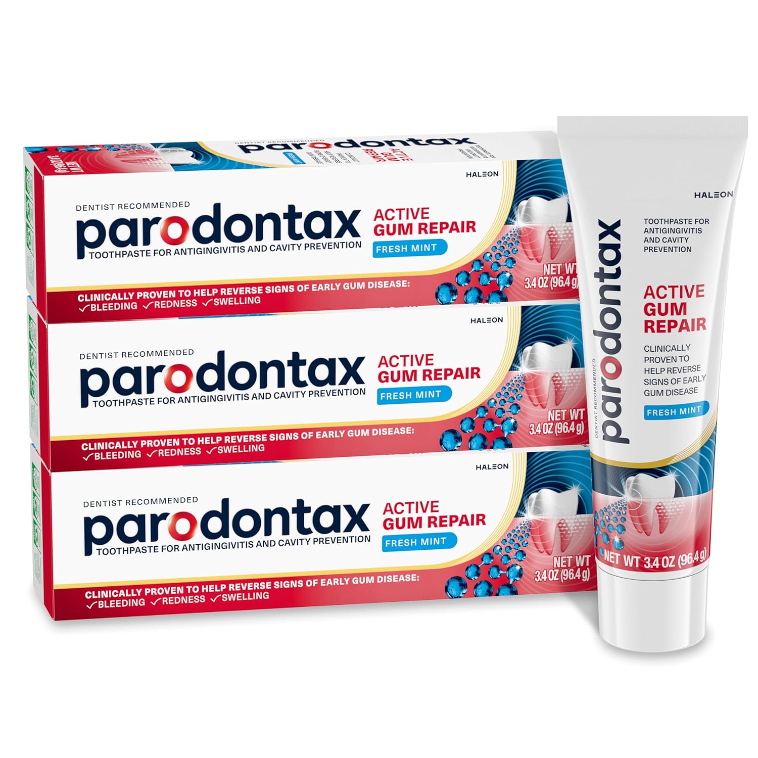 Parodontax Active Gum Repair Toothpaste, Fresh Mint Flavored – 3.4 Oz x 3 w/ S&S