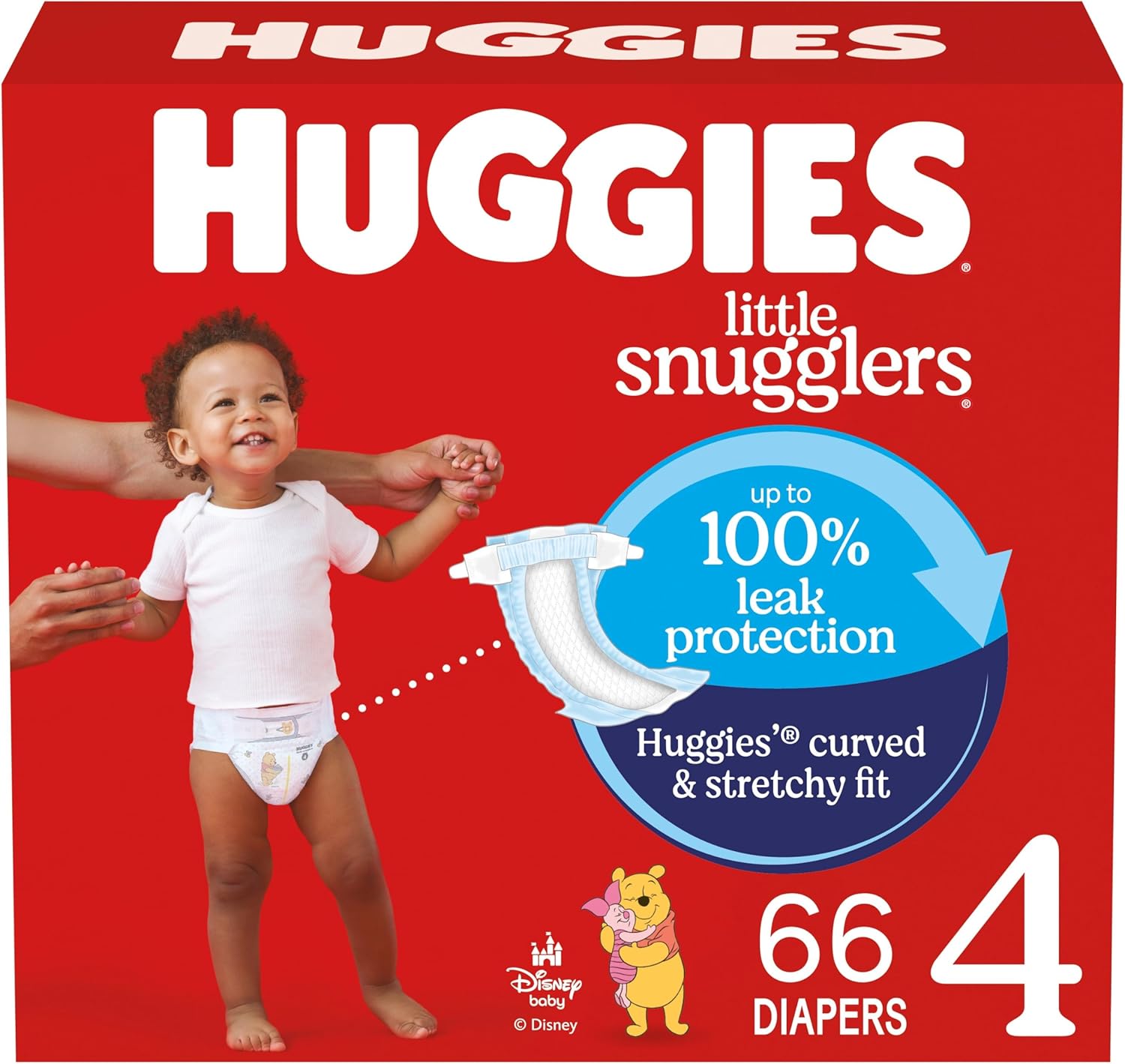 Huggies Size 4 Diapers, Little Snugglers Baby Diapers, Size 4 (22-37 lbs), 66 Count