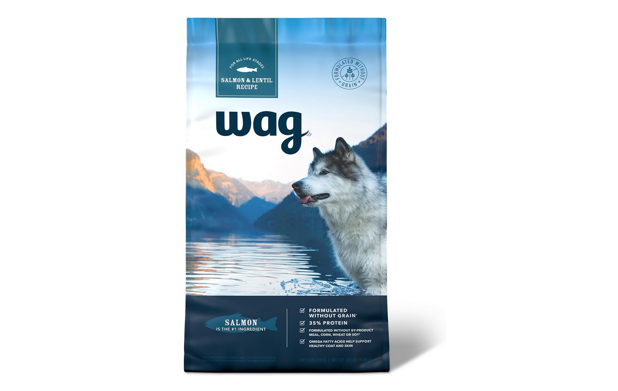 Amazon Brand – Wag Dry Dog Food Grain-Free Salmon & Lentil Recipe, High Protein (24 lb bag)