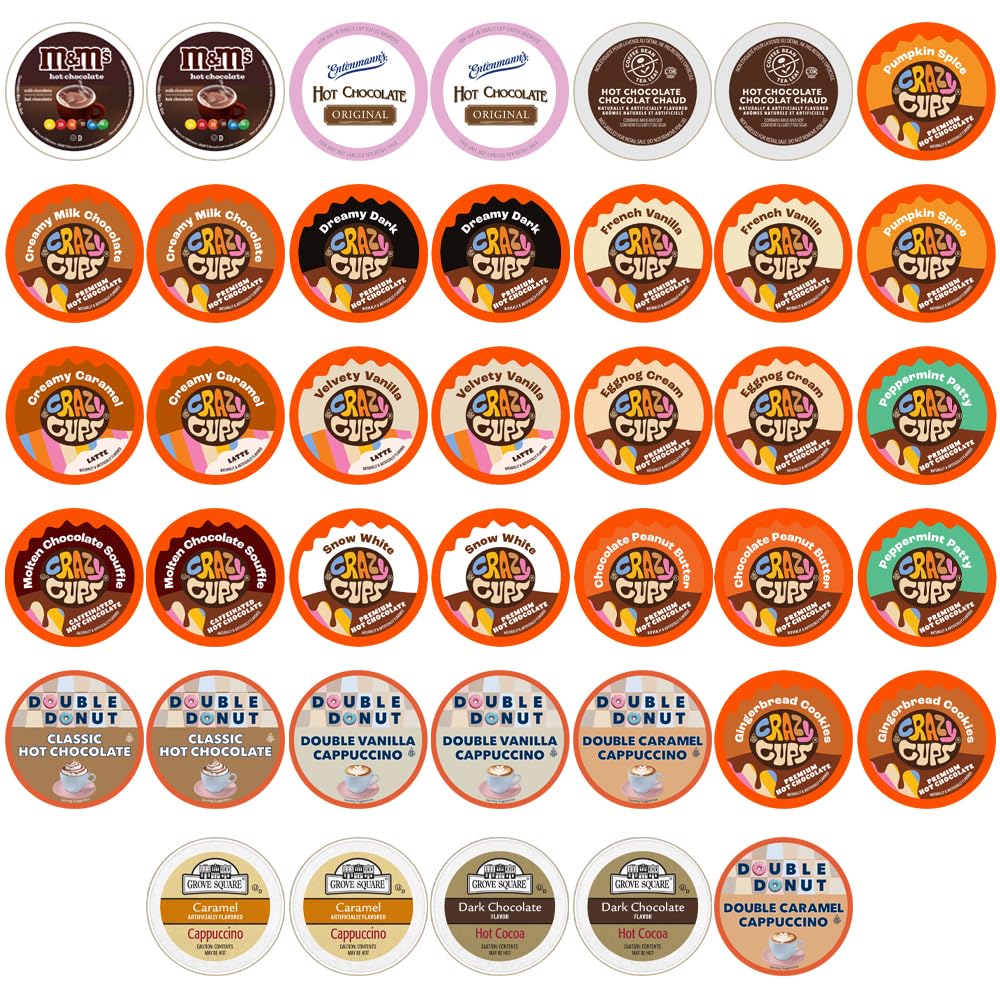 Crazy Cups Cappuccino & Hot Chocolate Variety Pack , 40 Count (Pack of 1)