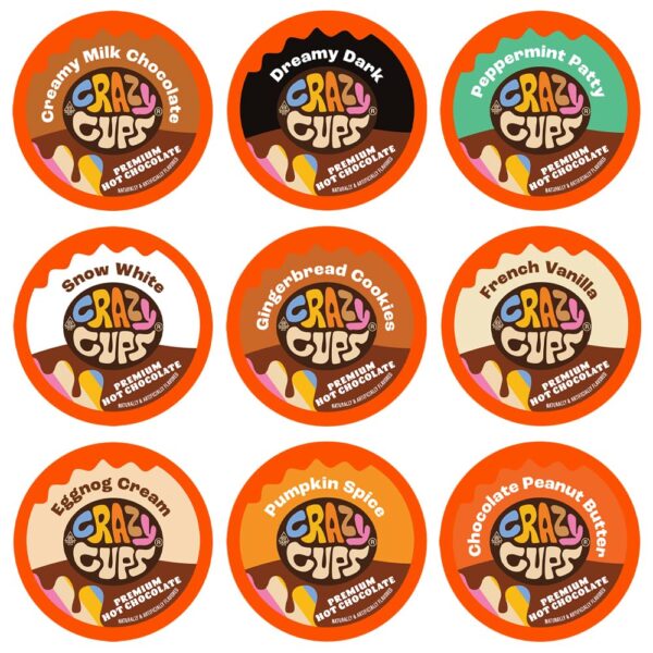 Crazy Cups Hot Chocolate Pods Variety Pack Sampler For Keurig K Cup Brewers, Assorted Flavored Hot Cocoa Single Serve Cups, 50 Count