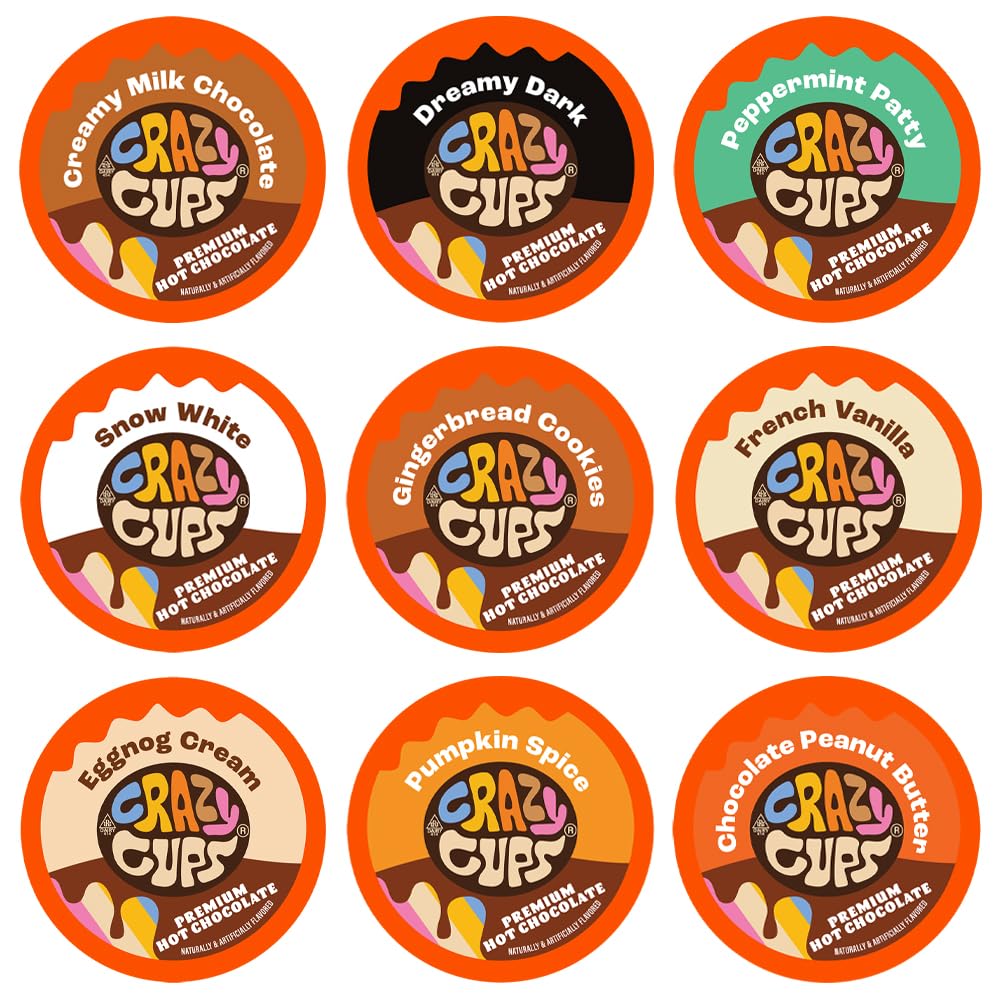 Crazy Cups Hot Chocolate Pods Variety Pack Sampler For Keurig K Cup Brewers, Assorted Flavored Hot Cocoa Single Serve Cups, 50 Count