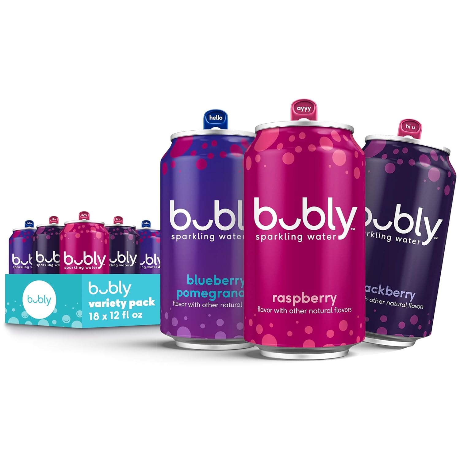 12 Fl Oz Cans (Pack of 18) bubly Sparkling Water, Triple Berry Variety Pack