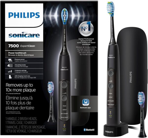 Philips Sonicare ExpertClean 7500 Black, Rechargeable Electric Power Toothbrush [Prime]