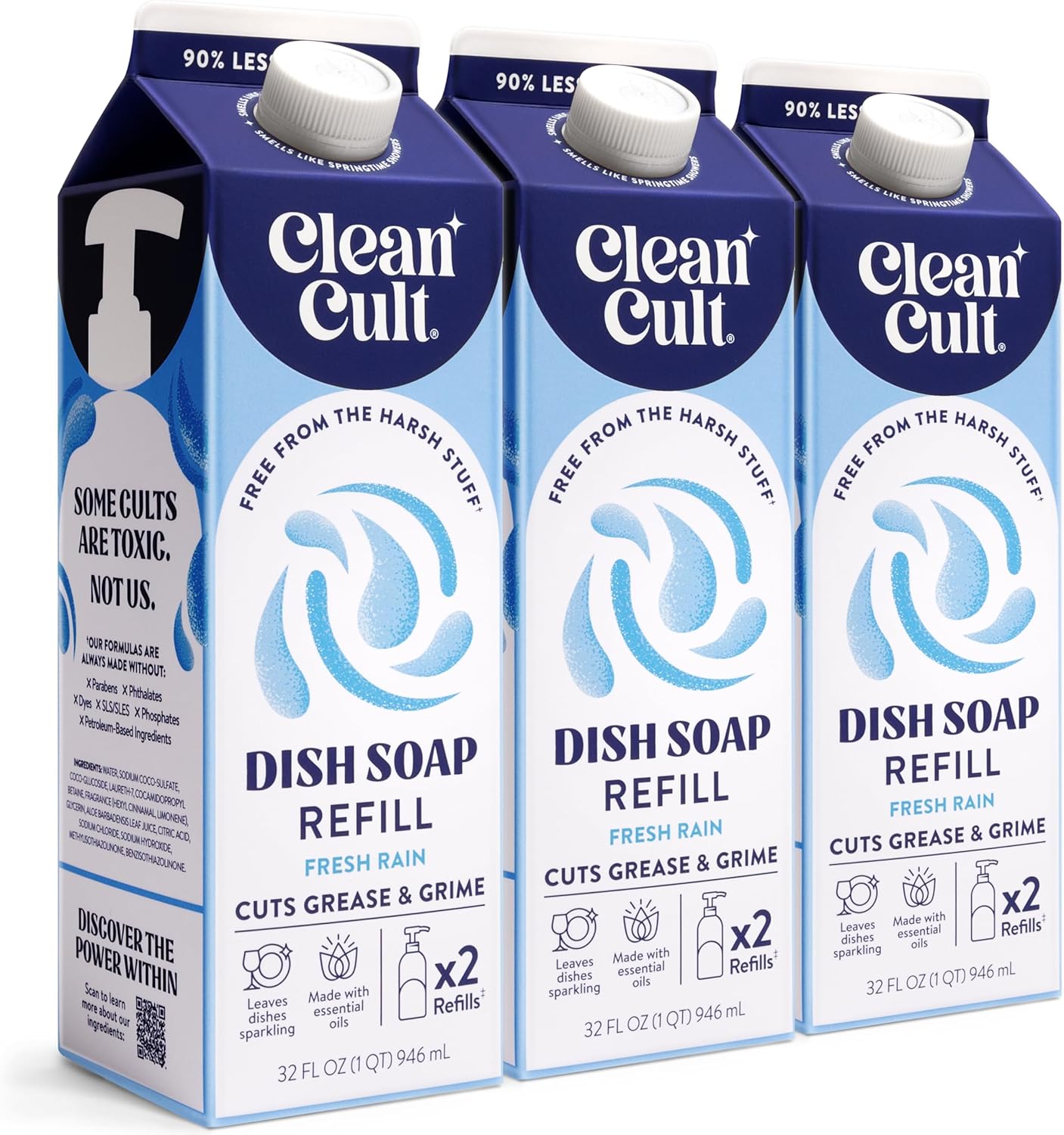Cleancult Dish Soap Liquid Refill (32oz, 3 Pack)