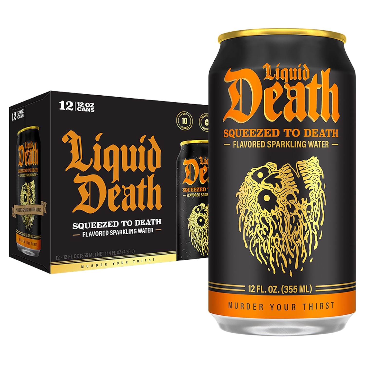 12-Pack (12oz Cans) Liquid Death, Squeezed to Death