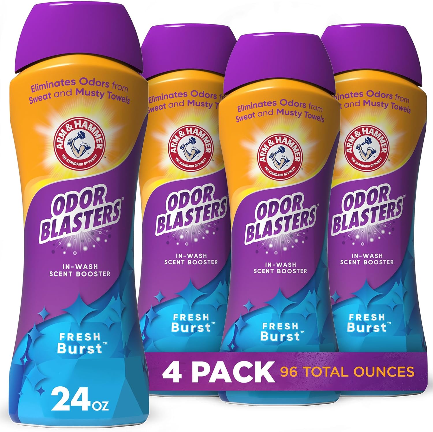 Arm & Hammer Odor Blaster In-Wash Scent Booster – Fresh Burst, 24 oz, Pack of 4