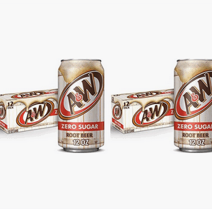 A&W Zero Sugar Root Beer Soda, 12 fl. oz. Cans, 12 Pack (Pack of 2)