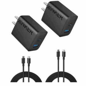 Anker iPhone 16 Charger, 2-Pack 20W Fast USB C Charger Block, for iPhone 16/16 Pro Max/15 Series/iPad Pro and More (Black, 2 Pack & 2 Cable)