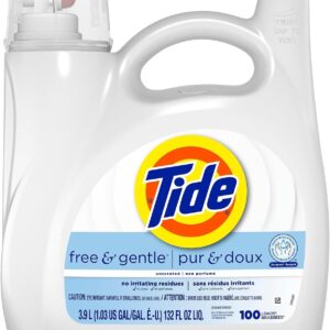 Tide Free & Gentle Liquid Laundry Detergent, 107 loads 154 fl oz, HE Compatible