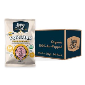 0.46 Oz, (Pack of 24) LesserEvil Himalayan Gold Salt Organic Popcorn
