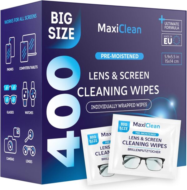 400 count Maxi Clean Glasses Wipes Lens Cleaner